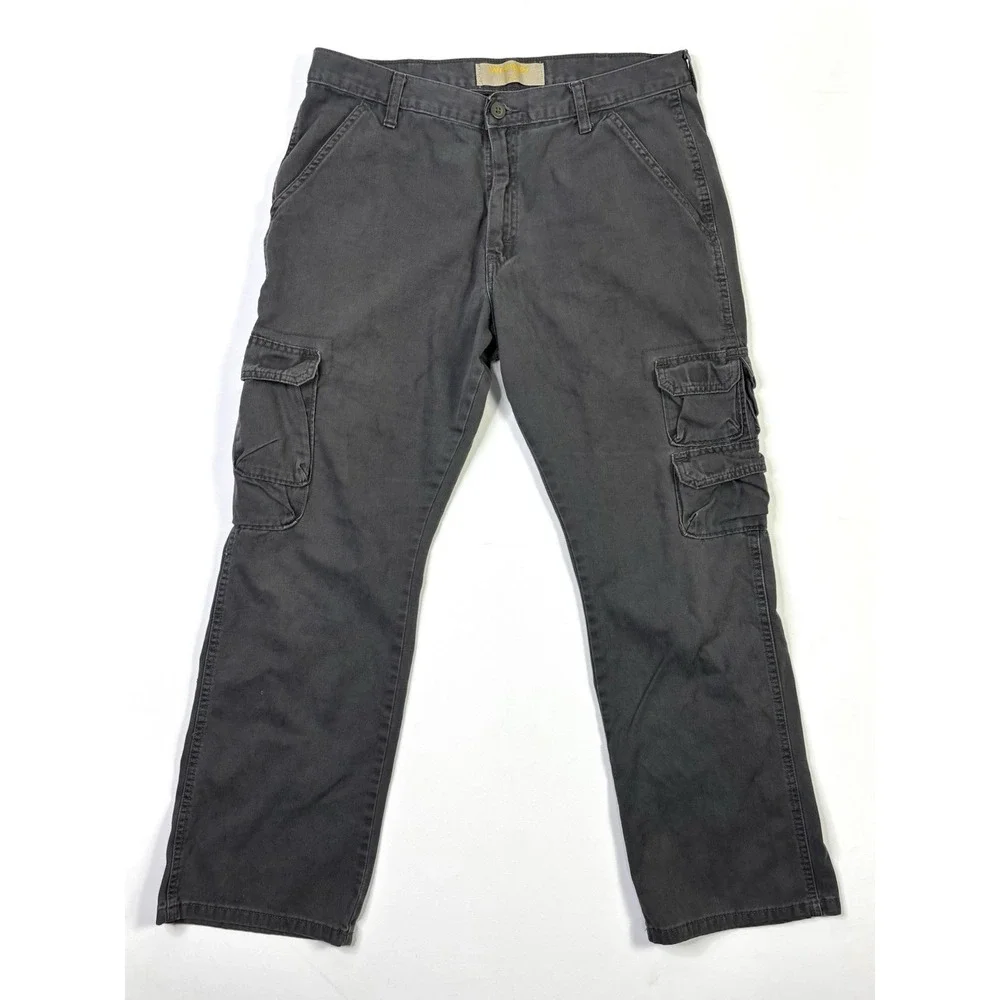 Wrangler Cargo Pants Men's 34x30 Gray Relaxed Fit Utility